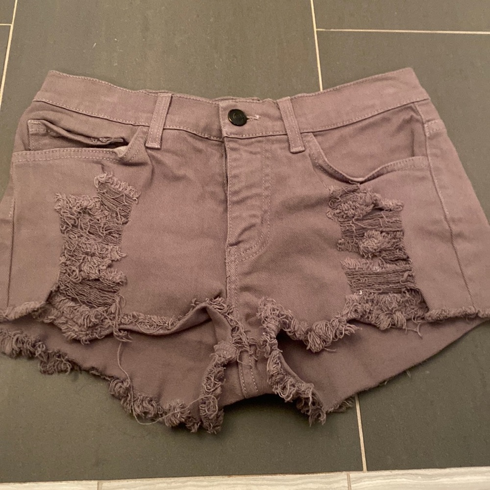 O2 Denim brown/gray frayed jean shorts size S